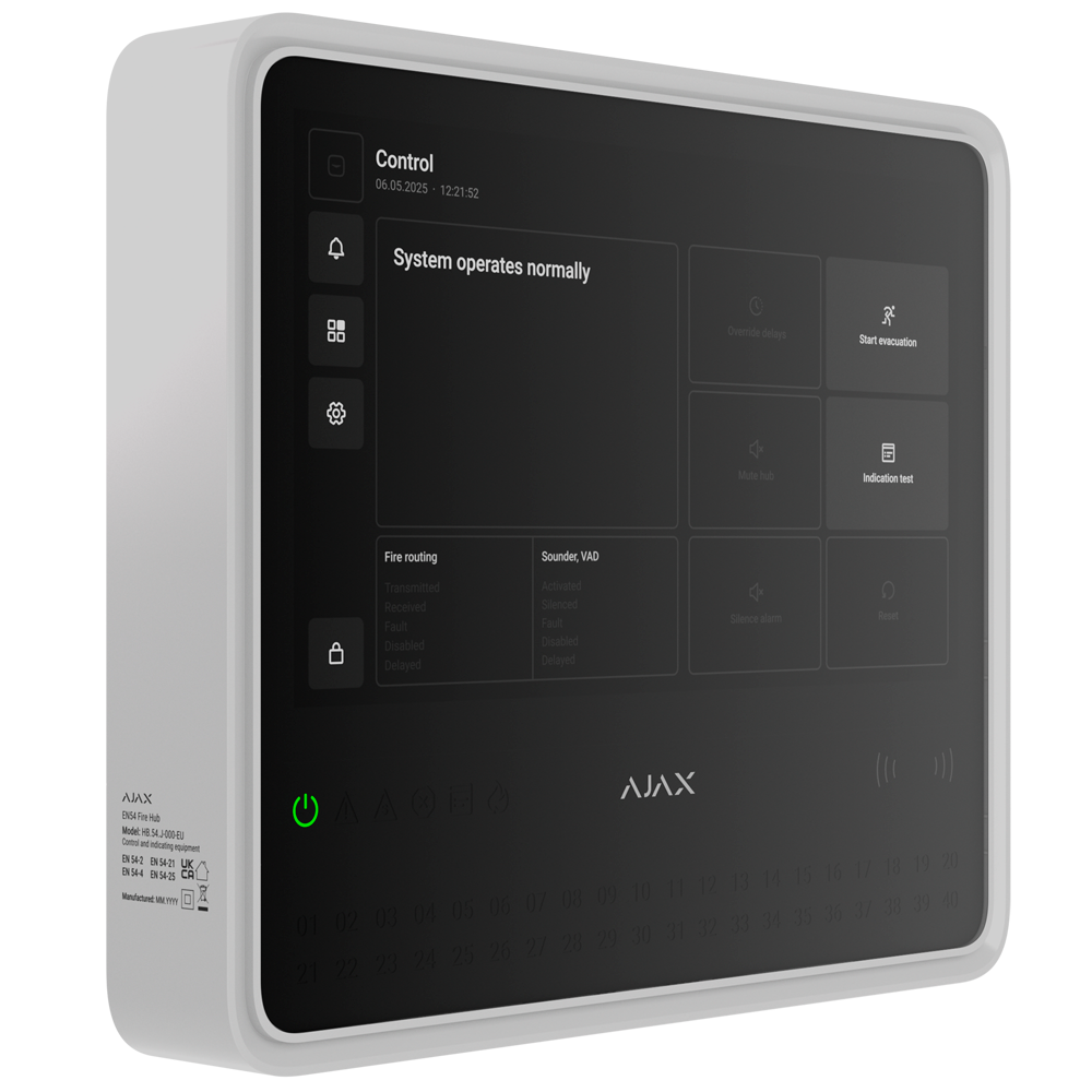 FIREHUB-W Central incendio vía radio AJAX 200 disp blanco